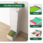 Heavy Duty 5 Drawer Metal Vertical File Cabinet with Lock and Wheels for Home Office, White, 17.72'D x 14.96'W x 64.21'H | Pr