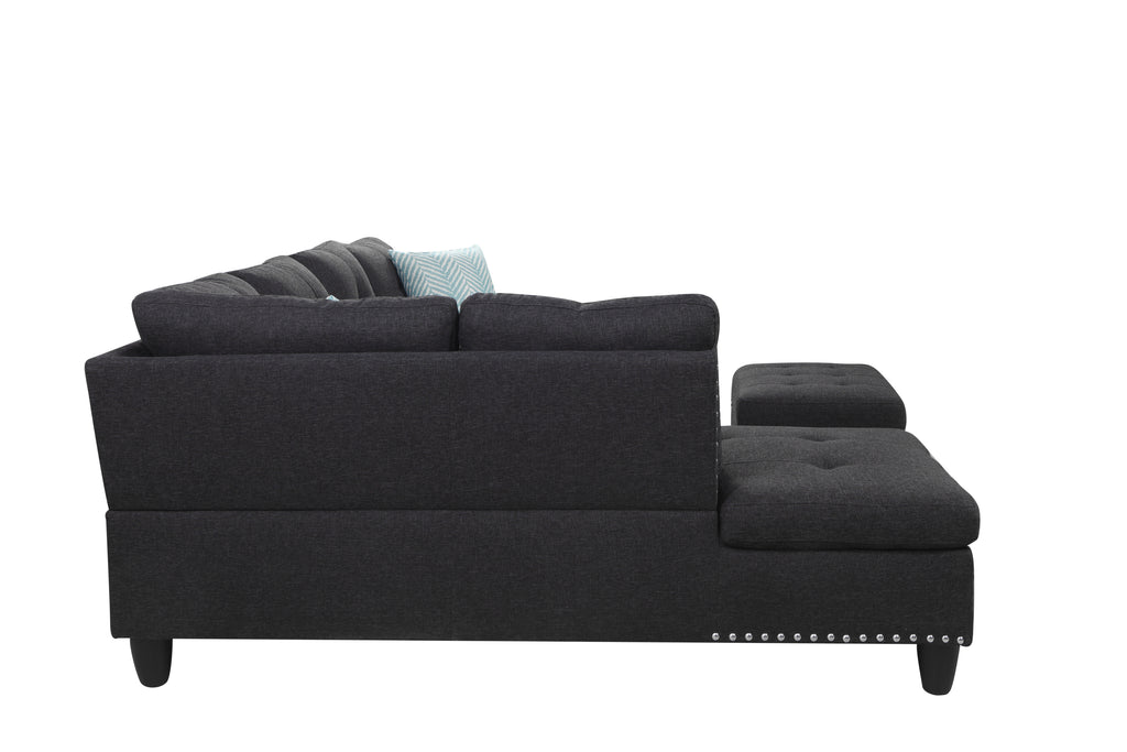 Alger 98' Wide Left Hand Facing Sofa & Chaise with Ottoman - Grand Goldman Shop