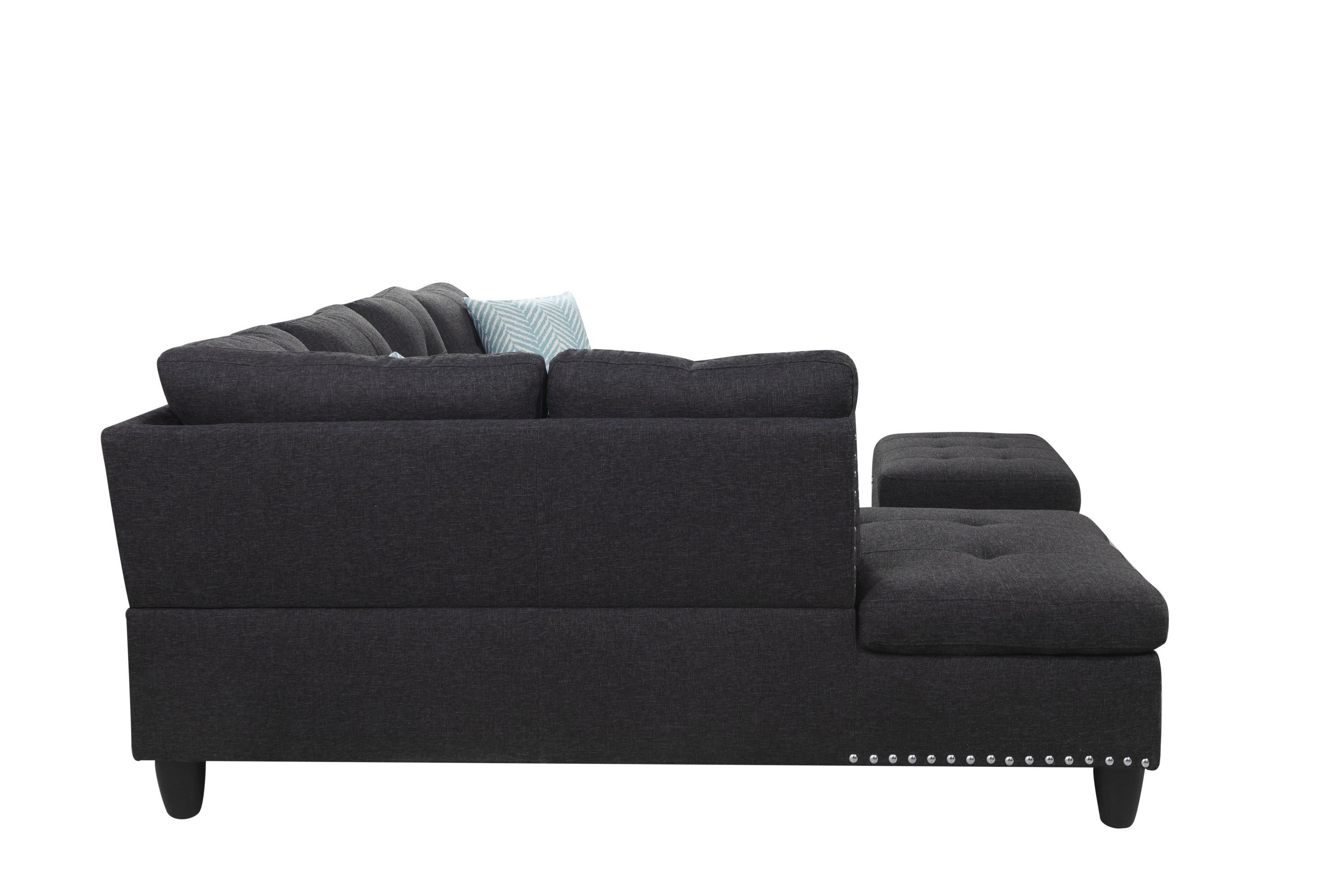 Alger 98' Wide Left Hand Facing Sofa & Chaise with Ottoman - Grand Goldman Shop