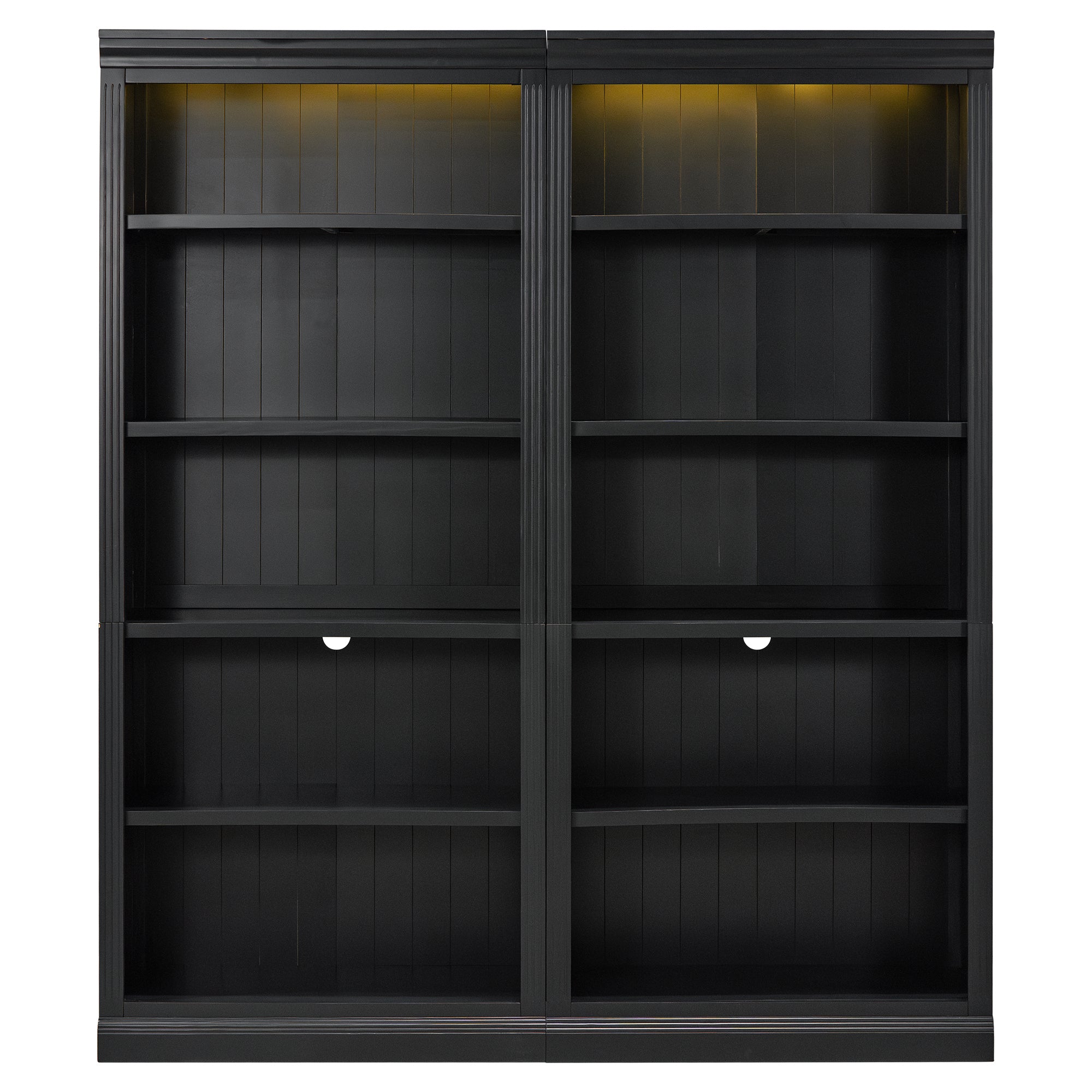 83' Tall Wood Bookcase Suite with light strip ,5-Tier Home Decor Bookcase Suite with Adjustable Shelves,Storage Organizer,Fre