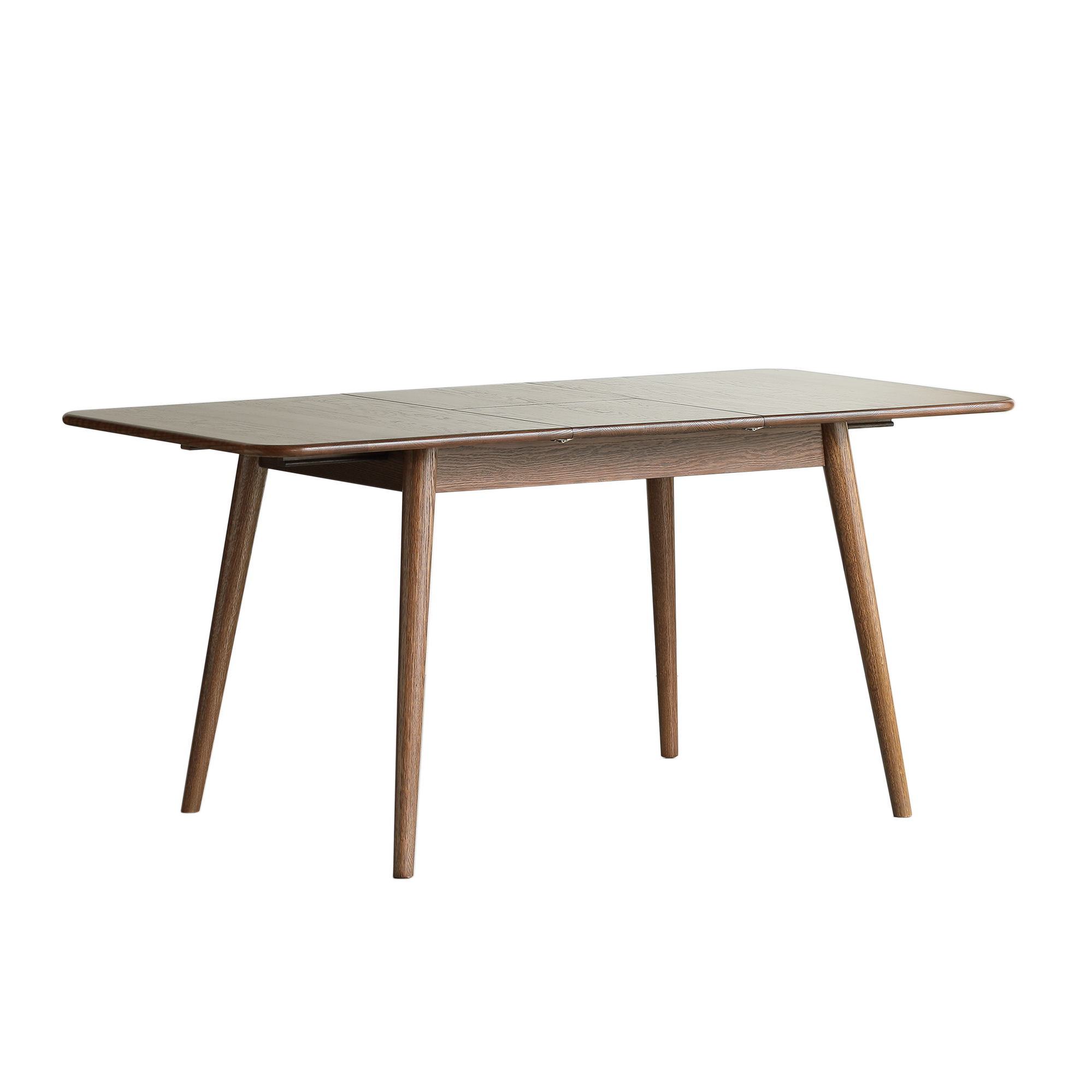 Walnut color solid oak round corner diagonal leg telescopic table 1.2-1.6m, for 6-8 people to meet Dining table wood (Walnut color) - Grand Goldman Shop
