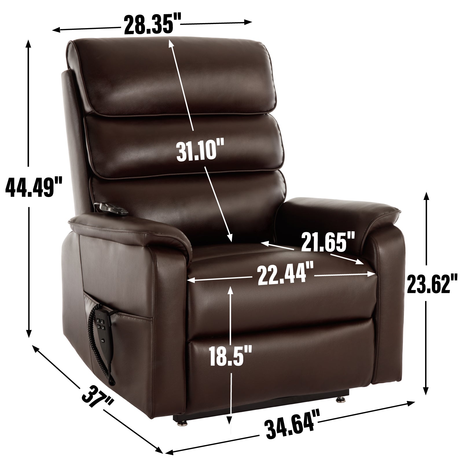 Brown Leatheraire Dual Motor Infinite Position Up to 350 LBS Power Lift Recliner Chair with Power-Remote, Heat Massage and Heavy Duty Motion Mechanism - Grand Goldman Shop