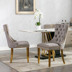 Nikki Collection Modern, High-end Tufted Solid Wood Contemporary Velvet Upholstered Dining Chair with Golden Stainless Steel Plating Legs,Nailhead Trim,Set of 2,Gray and Gold, SW1601GY - Grand Goldman Shop