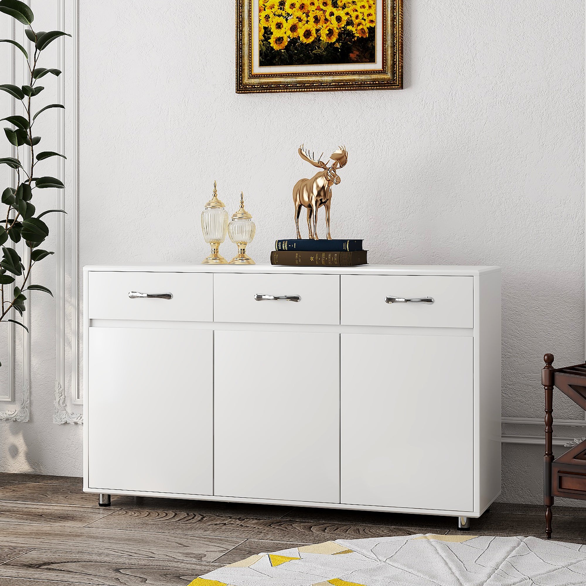 Three Doors Side Table-White - Grand Goldman Shop