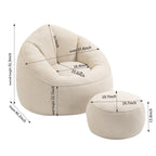 Bedding Bean Bag Sofa Chair with High-Pressure Foam and Footrest, Beige Microfiber - Grand Goldman Shop