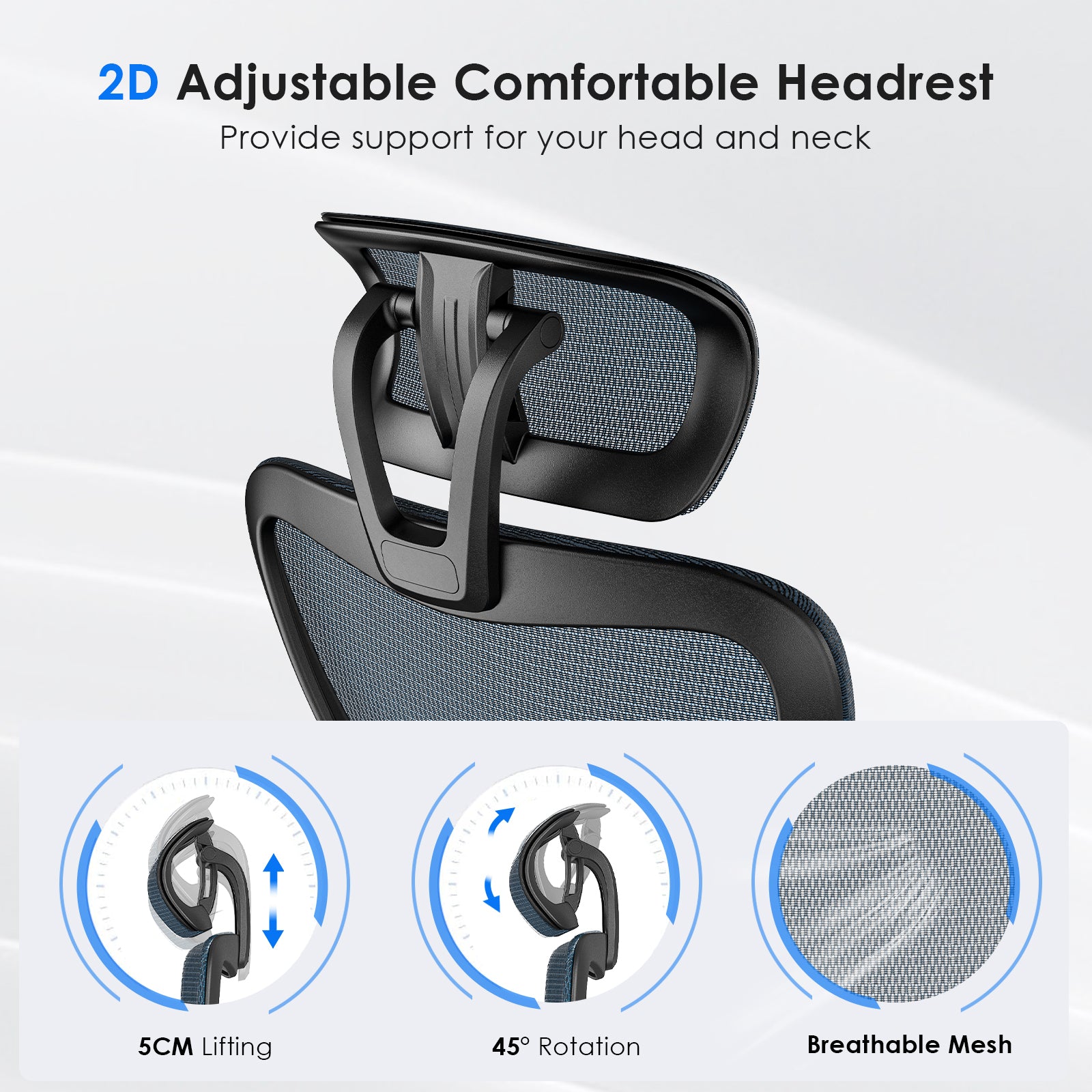 Ergonomic Office Chair,Mesh Desk Chair with Adjustable Lumbar Support and Headrest,Comfy Computer Chair with 3D Armrest Recli