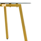 Modern minimalist style circular transparent tempered glass table, tempered glass tabletop, golden metal legs, suitable for kitchen, dining room, and living room, 42 '* 42' * 29.5 '1123r - Grand Goldman Shop