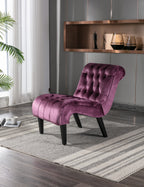 COOLMORE Modern Velvet Armless Accent Living Room Chair / Leisure Chair,Upholstered Fabric Button Comfortable Chair with Wooden Legs for Bedroom, Living Room, Office (Purple Velvet) - Grand Goldman Shop