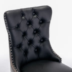 A&A Furniture,Nikki Collection Modern, High-end Tufted Solid Wood Contemporary PU and Velvet Upholstered Dining Chair with Wood Legs Nailhead Trim  2-Pcs Set，Black+Gray, SW2101BG - Grand Goldman Shop