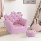 Kids Sofa Set, Children's Upholstered Sofa with Footstool, Princess Sofa with Diamond Decorations, Baby Sofa Chair for Toddle