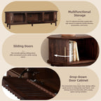 Modern Farmhouse TV Stand for 75' TVs, Wood Entertainment Center with Storage Cabinet, TV Console Table for Living Room, Bedroom in Dark Brown with Solid Wood Legs and MDF Construction - Grand Goldman Shop