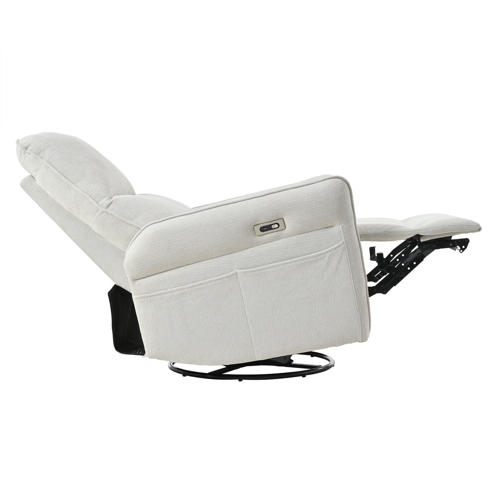 270° Power Swivel Rocker Recliner Chair for Adults, Swivel Rocking Recliner Chair,Electric Small Recliners for Small Spaces, Single Sofa Recliner for Living Room, Bedroom,RV (Fabric Gray+270°Swivel) - Grand Goldman Shop