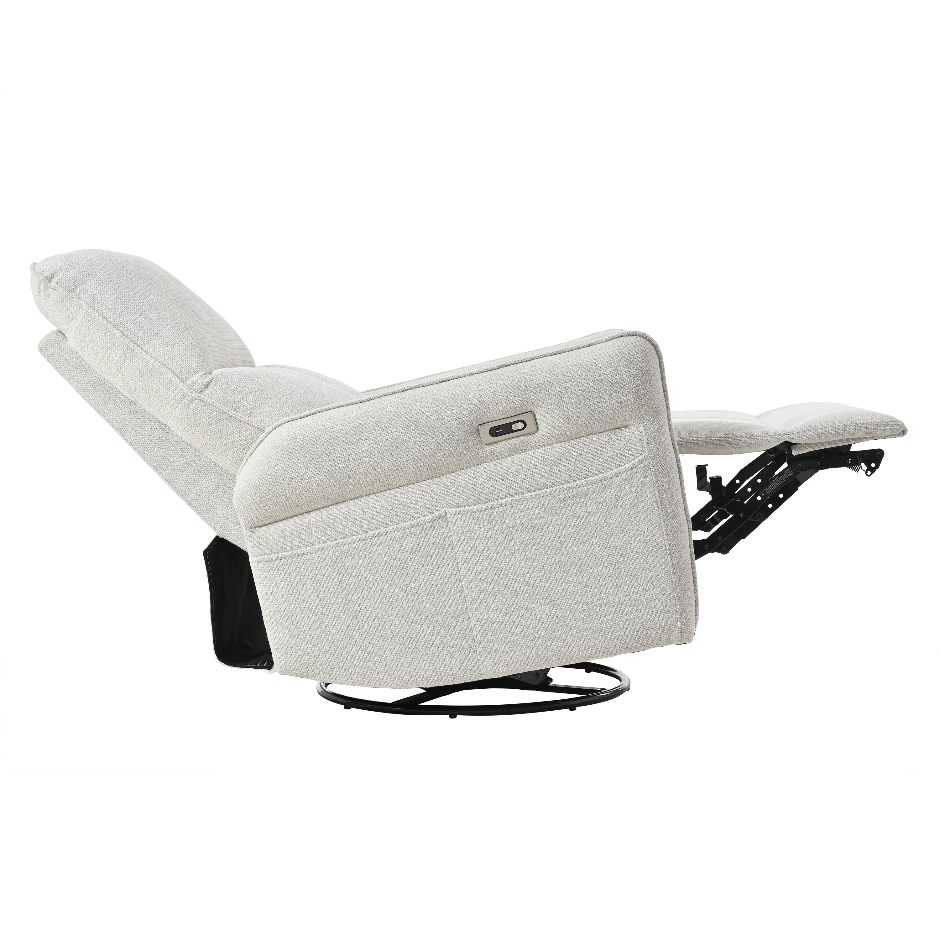 270° Power Swivel Rocker Recliner Chair for Adults, Swivel Rocking Recliner Chair,Electric Small Recliners for Small Spaces, Single Sofa Recliner for Living Room, Bedroom,RV (Fabric Gray+270°Swivel) - Grand Goldman Shop