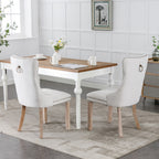 Nikki Collection Modern, High-end Tufted Solid Wood Contemporary Flax Upholstered Dining Chair with Wood Legs Nailhead Trim 2-Pcs Set,Gray, SW6801BG - Grand Goldman Shop