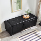 48' Ottoman Bench with Storage, Bench for Bedroom,Living Room,Hallway, Upholstered Tufted Faux Leather PU Ottoman Black - Grand Goldman Shop