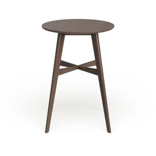 Mid-Century Modern Round Wooden Bar Table – 42' High Bar Table with Tapered Legs for Kitchen, Dining Room or Home Bar, Natural Walnut - Grand Goldman Shop