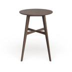 Mid-Century Modern Round Wooden Bar Table – 42' High Bar Table with Tapered Legs for Kitchen, Dining Room or Home Bar, Natural Walnut - Grand Goldman Shop