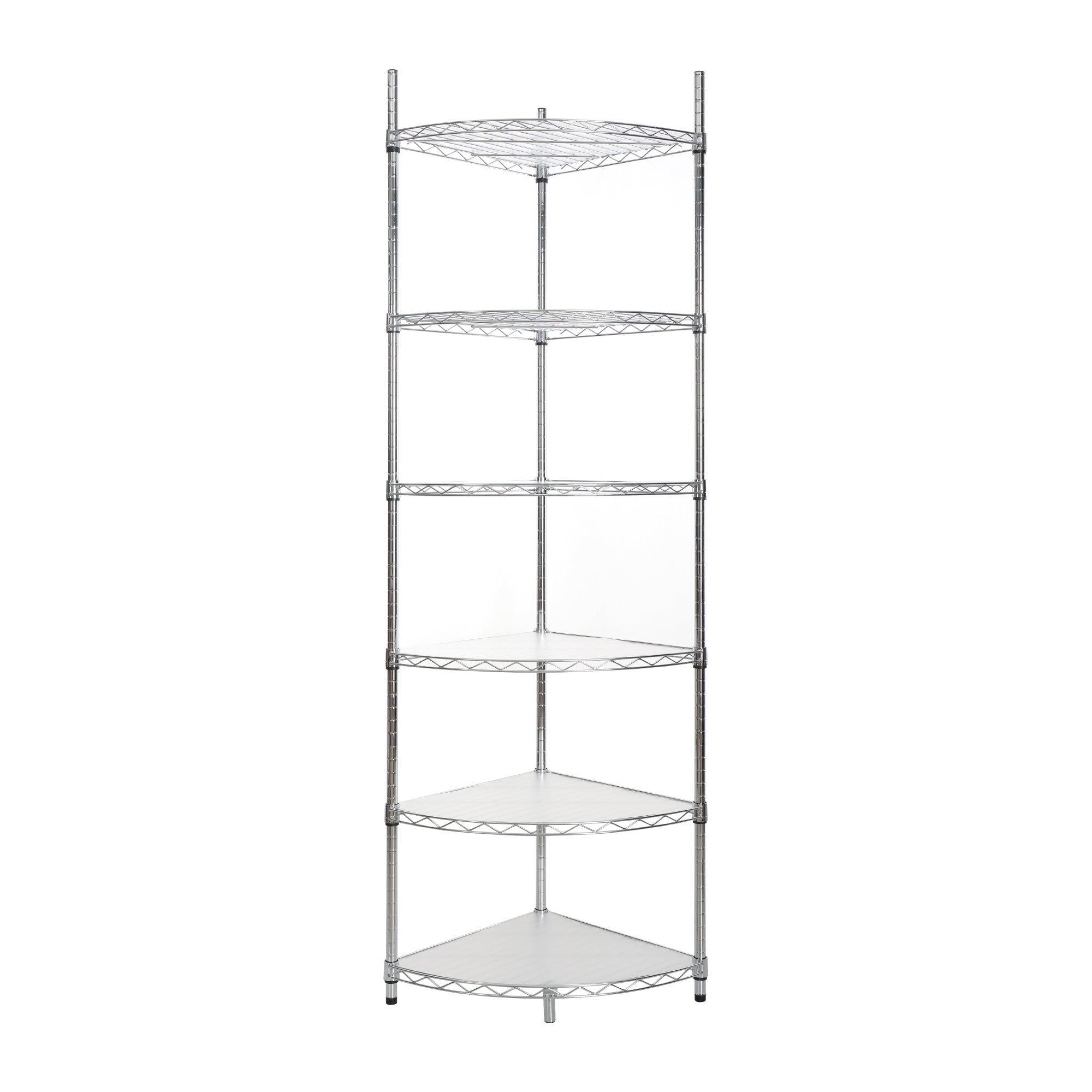 6 Tier Shelf Corner Wire Shelf Rack Adjustable Metal Heavy Duty Free Standing Corner Storage Display Chrome Rack for Bathroom, Living Room, Kitchen - Chrome - Grand Goldman Shop
