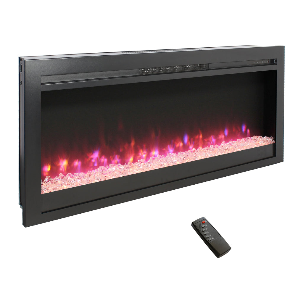 44 inch in wall recessed  electric fireplace with remote and multi color flame & emberbed, LED light heater - Grand Goldman Shop