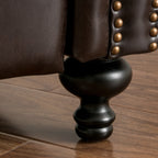 Contemporary Style Push Back Recliner with Button-Tufted Stitching and Nailhead Trim in Dark Brown PU - Grand Goldman Shop