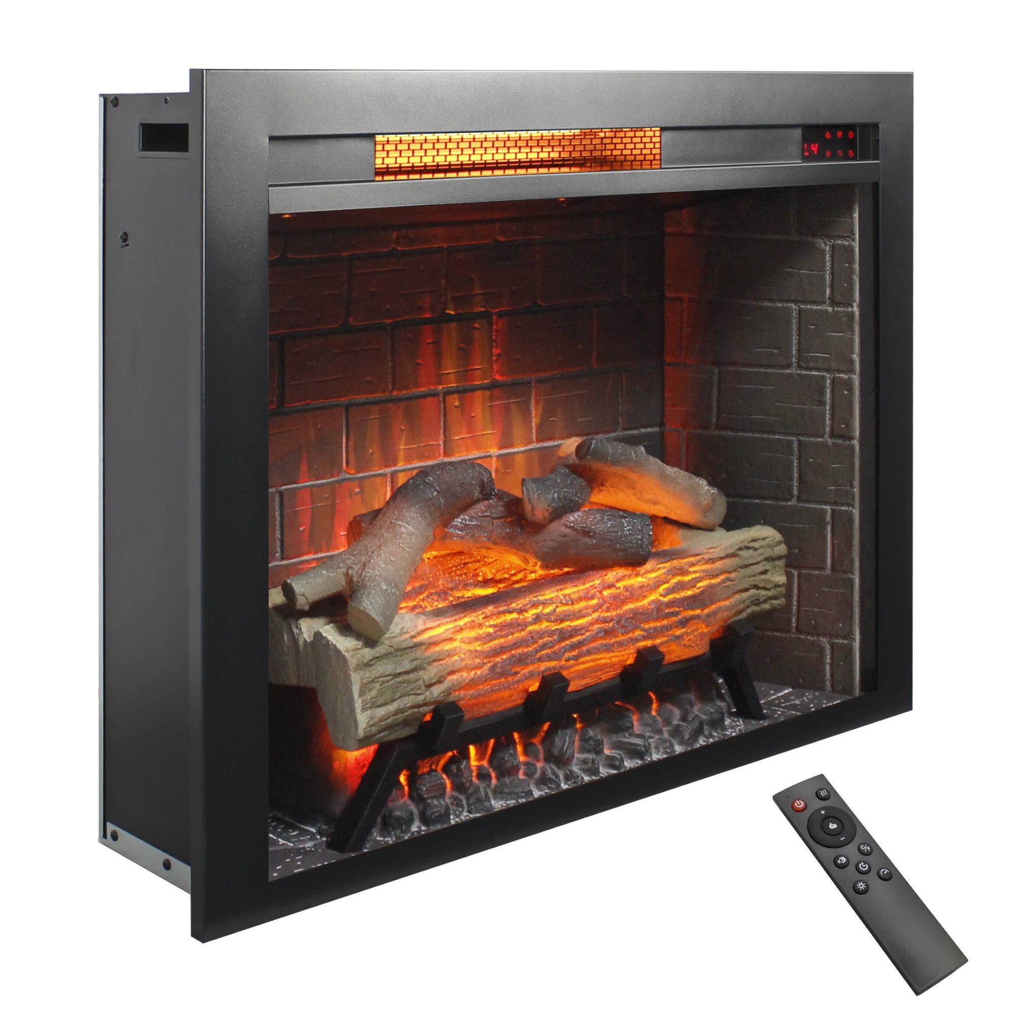 28 inch Infrared Electric Fireplace Insert, Touch Panel Home Decor Heater, Smokeless Firebox With fixed Trim Kit.With Crackling Sound - Grand Goldman Shop
