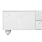 ON-TREND Cream Style TV Stand with Arched Doors & 2 Drawers for TVs up to 75', Minimalist Media Console with Rebound Device, Entertainment Center with 5 Iron Round Legs for Living Room, Bedroom, White - Grand Goldman Shop