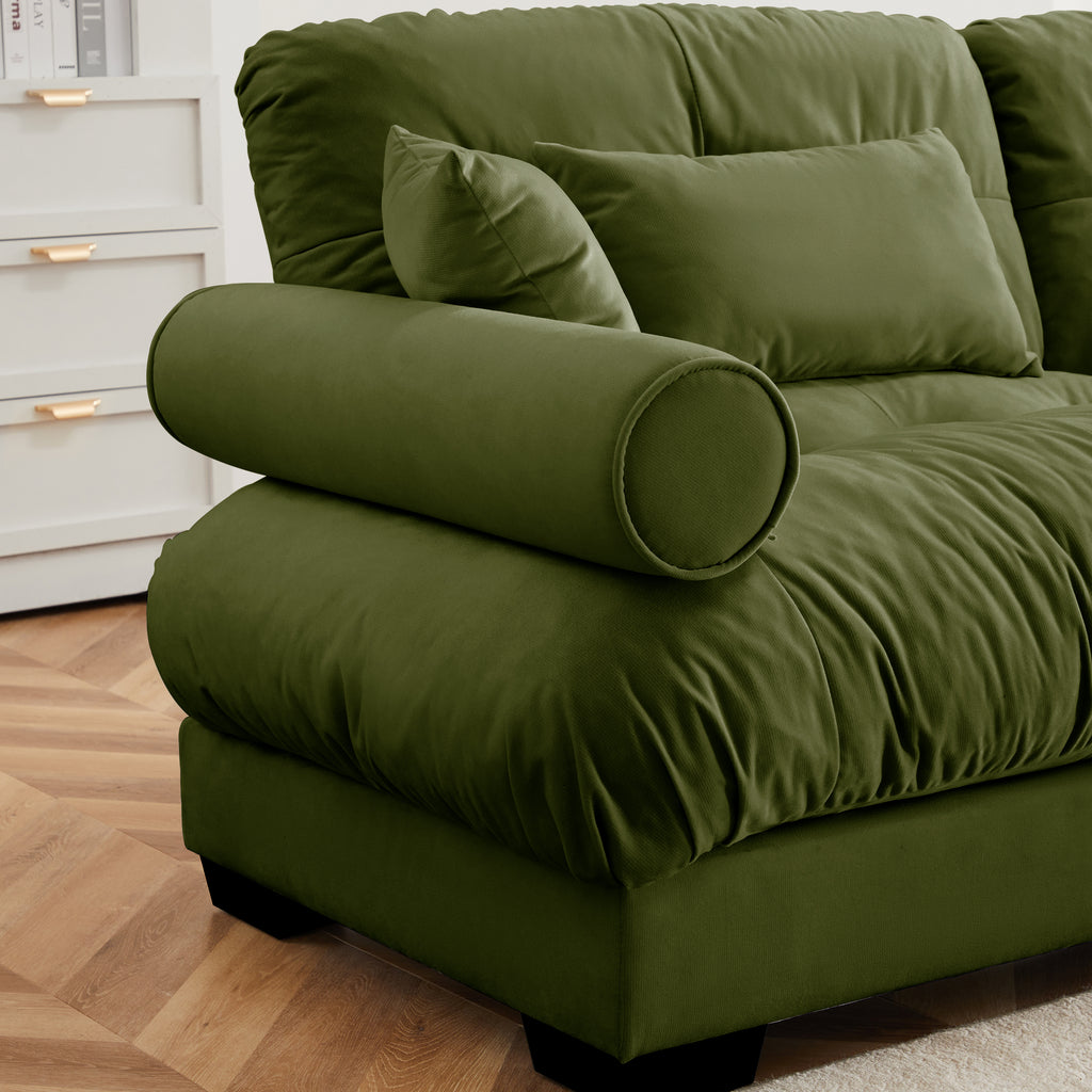 Milano Sofa RSF W/3 pillows - Olive green - Grand Goldman Shop