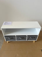 Kids Bookcase with Collapsible Fabric Drawers, Children's Book Display, Toy Storage Cabinet Organizer, White/Gray, MDF+Pine |