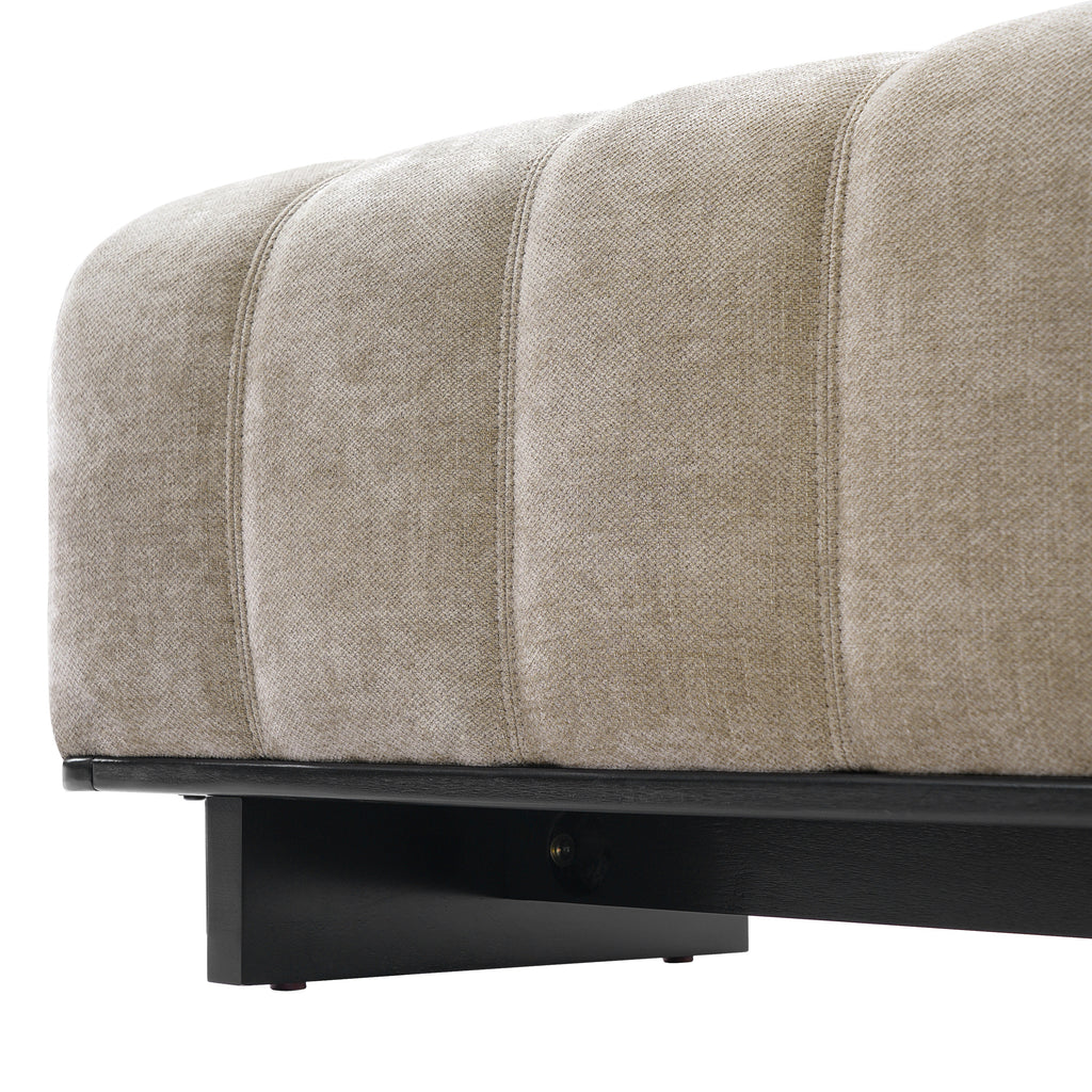 Indoor Dining Bench in Oatmeal Chenille Fabric with Rubber Wood Legs, Comfortable Seating for Dining Room or Living Area - Grand Goldman Shop
