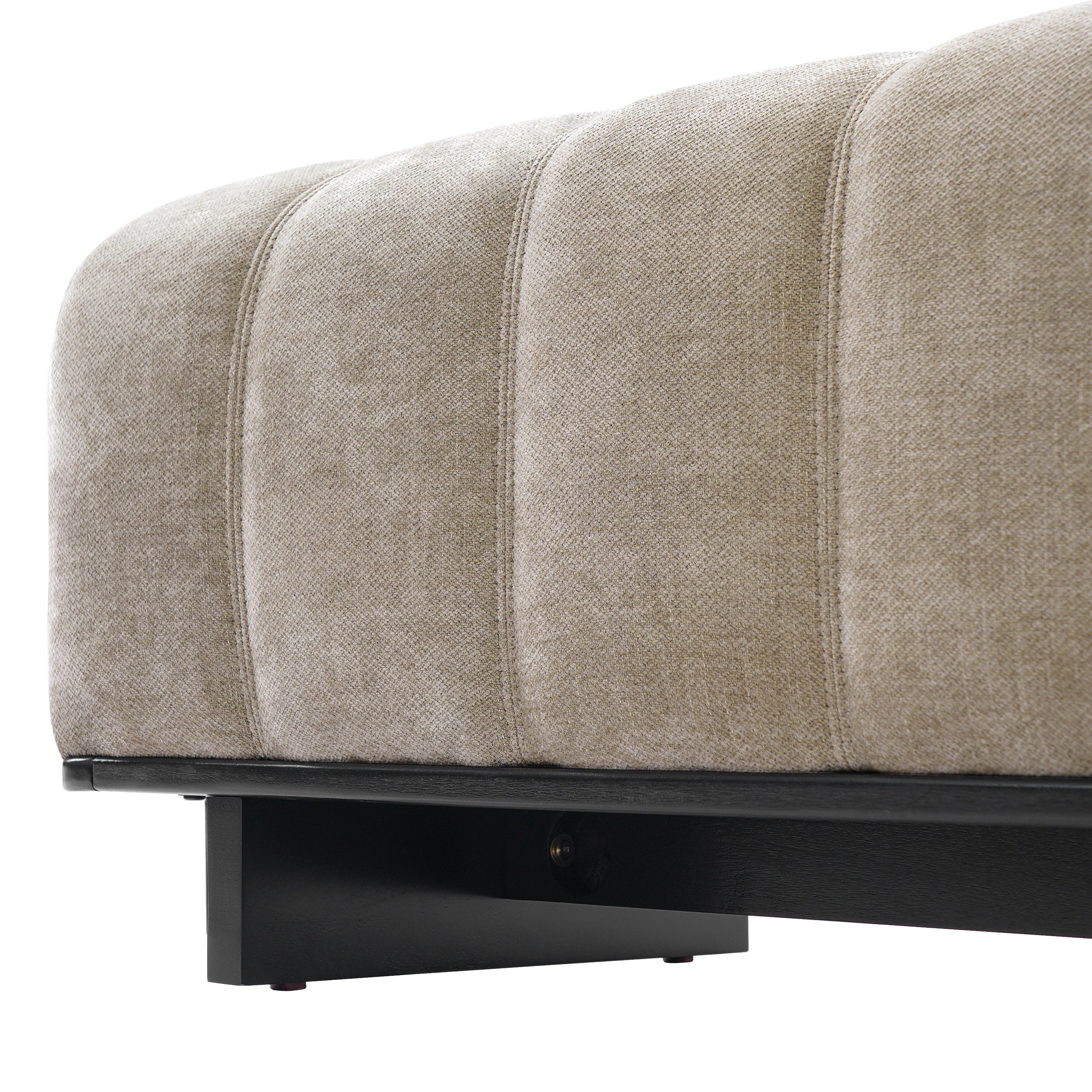 Indoor Dining Bench in Oatmeal Chenille Fabric with Rubber Wood Legs, Comfortable Seating for Dining Room or Living Area - Grand Goldman Shop