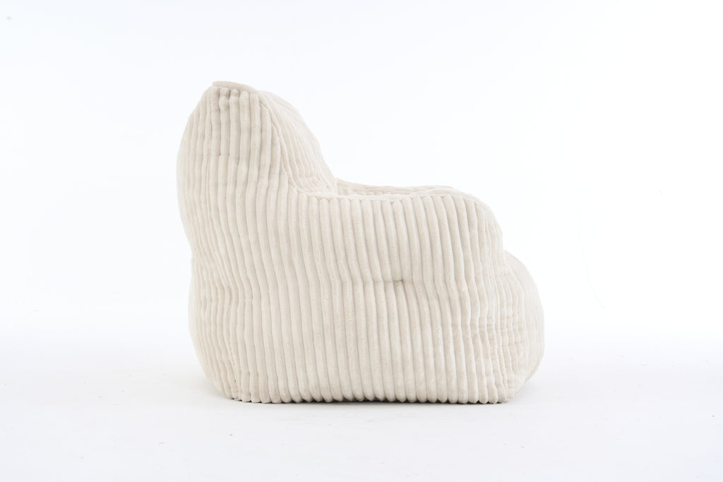 010-Soft Fluffy Corduroy Fabric Bean Bag Chair Filled With Memory Sponge,Beige - Grand Goldman Shop