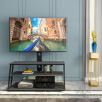 Multi-Function Adjustable TV Stand Black Tempered Glass - Grand Goldman Shop