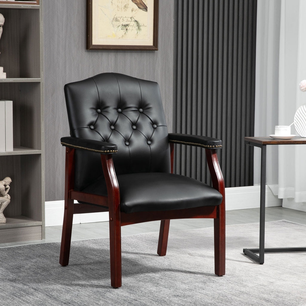 Leather Reception Guest Chairs  W/Padded Seat and Arms Ergonomic Mid-Back Office Executive Side Chair for Meeting Waiting Roo