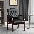 Leather Reception Guest Chairs  W/Padded Seat and Arms Ergonomic Mid-Back Office Executive Side Chair for Meeting Waiting Roo