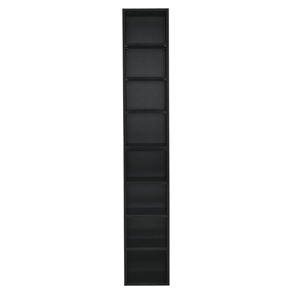8-Tier Media Tower Rack, CD DVD Slim Storage Cabinet with Adjustable Shelves, Tall Narrow Bookcase Display Bookshelf for Home Office,Multi-functional double-decker bookcase - Grand Goldman Shop