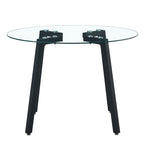 Modern simple style round transparent tempered glass table, tempered glass table top, black metal legs, suitable for kitchen, dining room and living room, 42 '*42' *29.5 '1123r - Grand Goldman Shop
