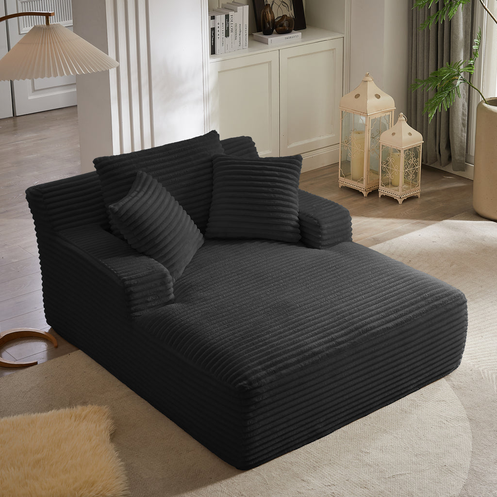 Oversized Chaise Lounge Chair Indoor, Corduroy Upholstered Modern Sofa Couch,No Assembly Required,Comfy Sleeper Sofa for Living Room,Office - Grand Goldman Shop