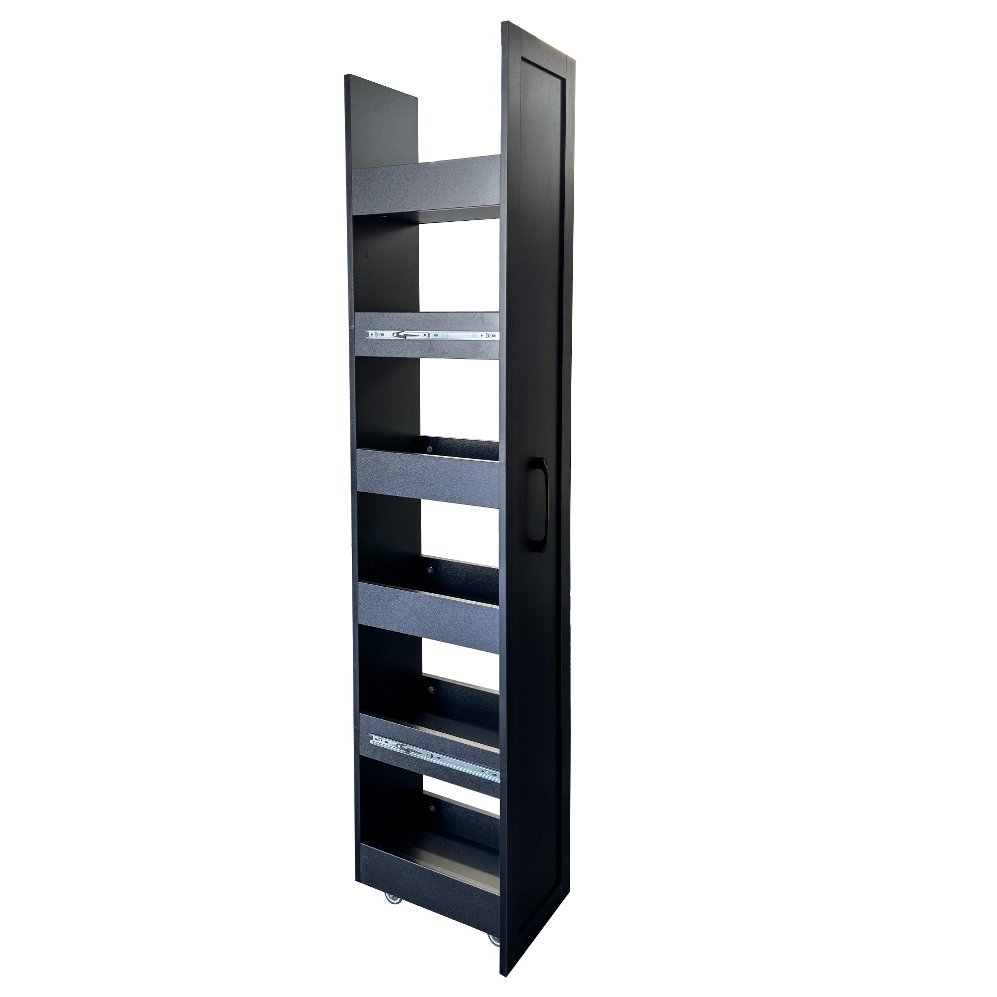 BLACK ,Large, Slim Storage Cart, Kitchen Rolling Cart, Narrow Storage Cabinet with Handle & Wheels, Wood Spice Rack Next to Fridge, Pantry Shelf for Kitchen, Small Spaces - Grand Goldman Shop