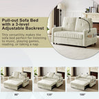 Modern 53.9' Loveseat Pull-out Sofa Bed with Adjustable Backrest, Cup Holders, Charging Ports & Side Storage in Beige Chenille - Grand Goldman Shop