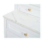 [Assembly Video Provided] TOPMAX Modern 83.7inch High Kitchen Pantry, Freestanding Tall Kitchen Hutch with Faux Marble Top,Cupboard Cabinet with 5 Storage Drawers and Adjustable Shelf, Set of 2, White - Grand Goldman Shop