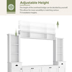 Minimalist Entertainment Wall Unit Set with Bridge for TVs Up to 75'', Ample Storage Space TV Stand with Adjustable Shelves, Modernist Large Media Console for Living Room, White - Grand Goldman Shop