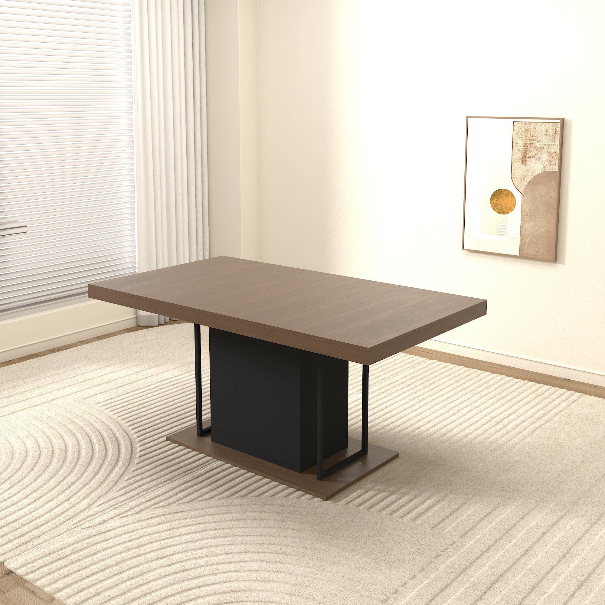 Rectangle extendable dining table for 6-10 people aged effect wood and black 160-200 cm - Grand Goldman Shop