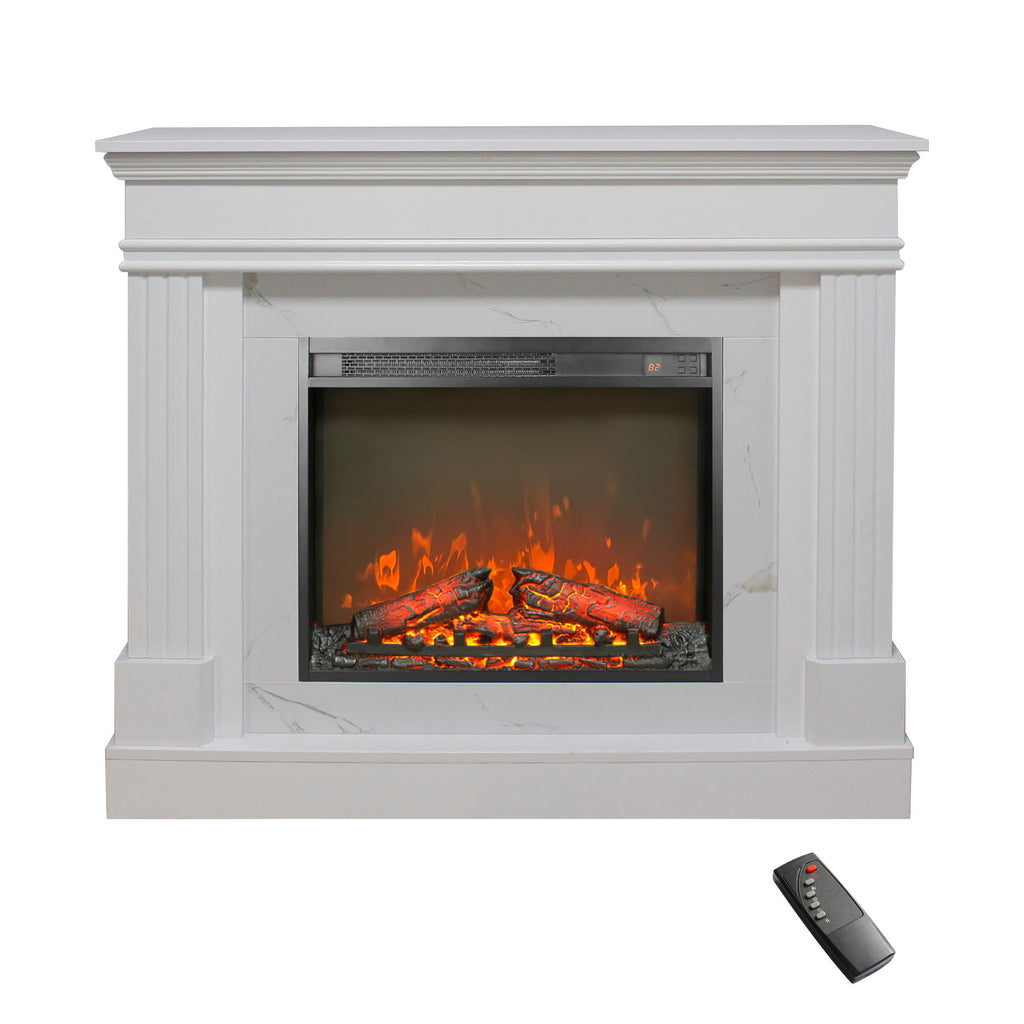 44' Electric Fireplace with Mantel for Living Room or Bedroom,23' Fireplace Insert Heater, Realistic Log and Flame Effect, Remote Control, Timer - Grand Goldman Shop