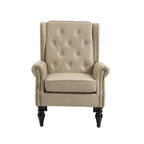 Modern Accent Chair Lounge Chair with Sturdy Wood Legs in Camel PU Leather for Living Room and Bedroom - Grand Goldman Shop
