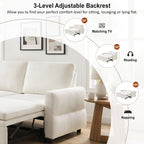 Convertible Sofa Bed 62.75' Loveseat with Adjustable Backrest and USB Ports in Beige Chenille Fabric - Grand Goldman Shop