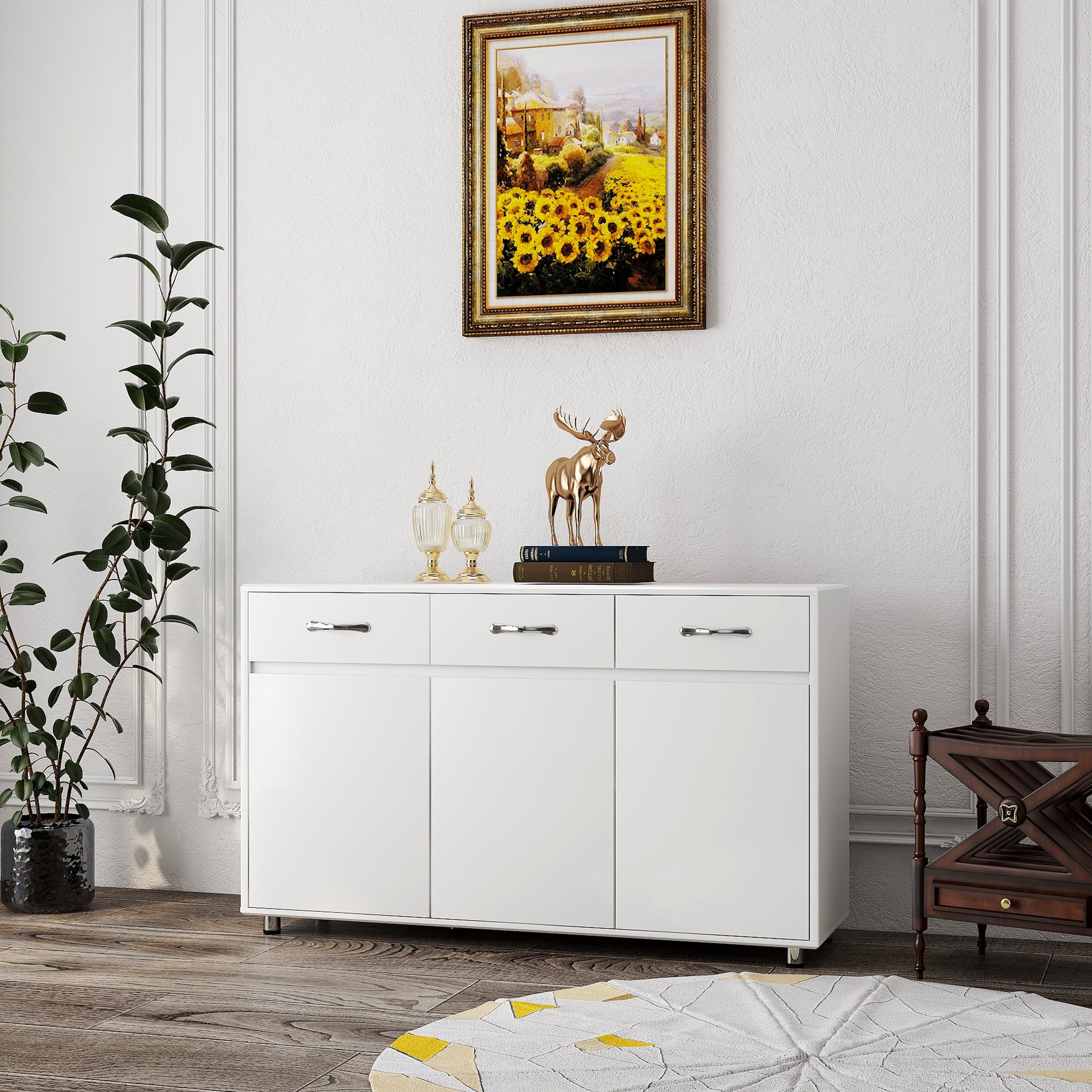 Three Doors Side Table-White - Grand Goldman Shop