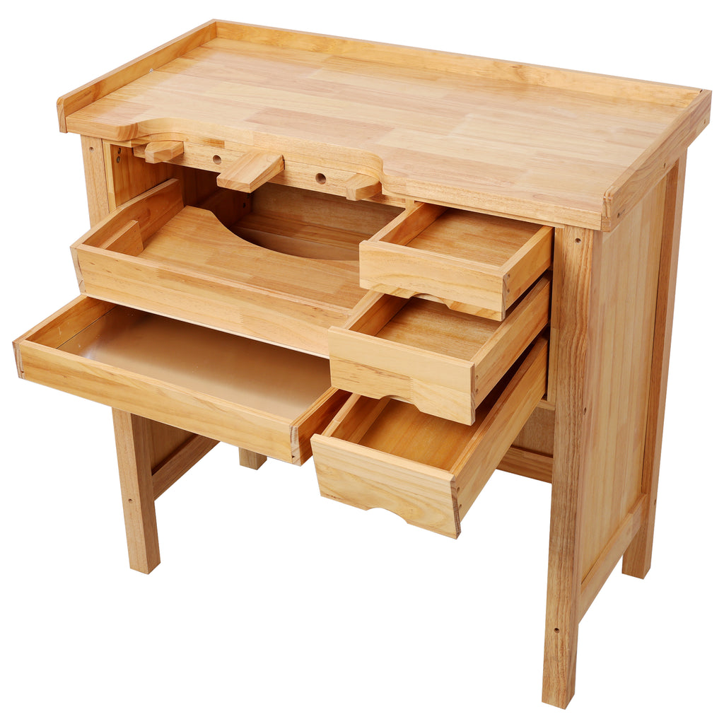 Solid Wood Jewelry Workbench - Wooden Craft Station with Practical Storage Drawers for Jewelry Making - Grand Goldman