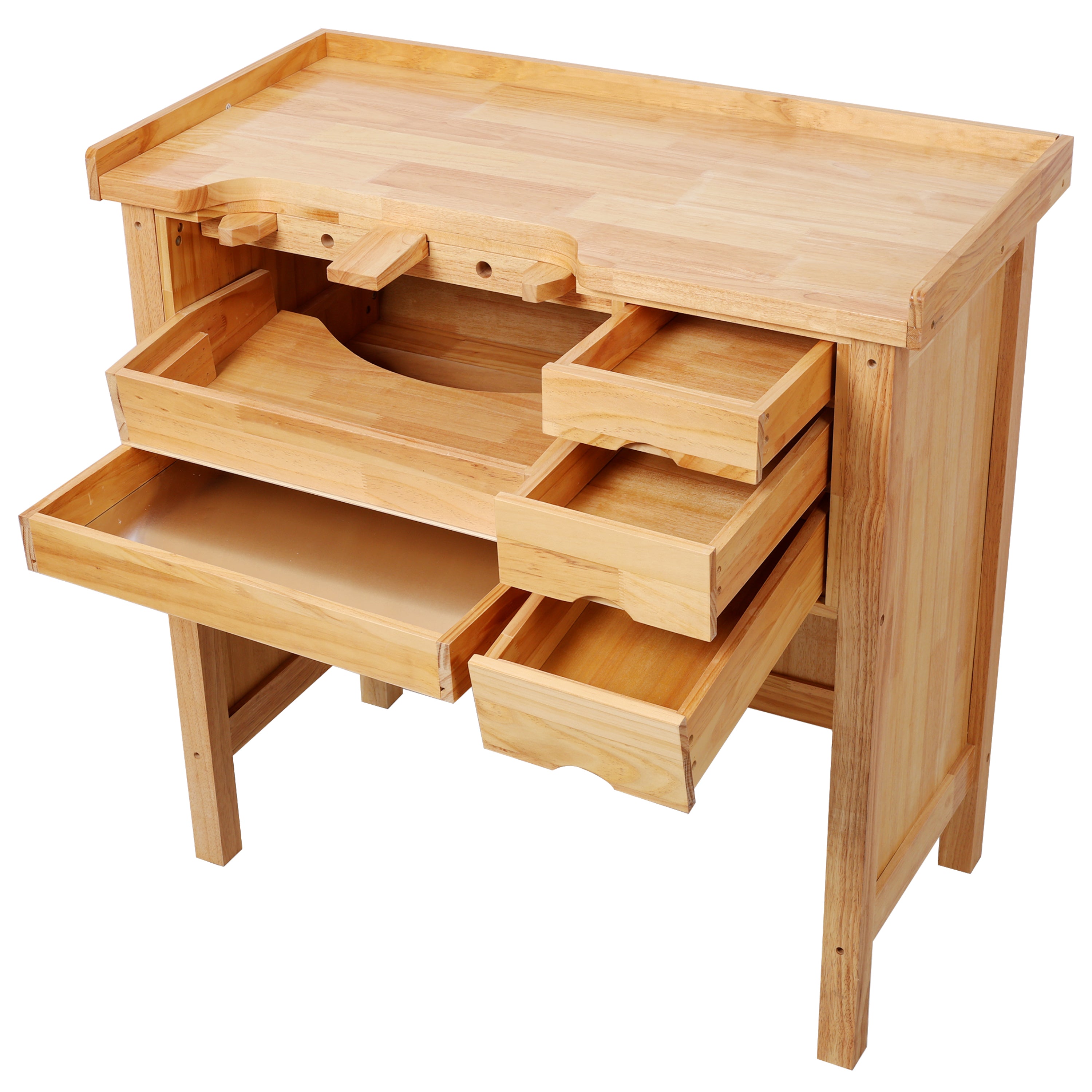 Solid Wood Jewelry Workbench - Wooden Craft Station with Practical Storage Drawers for Jewelry Making - Grand Goldman