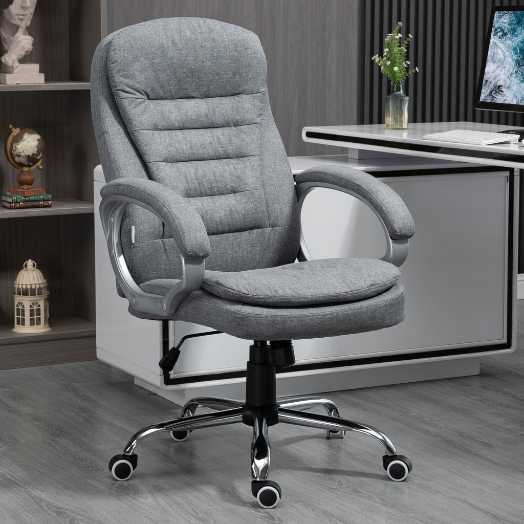 High Back Home Office Chair Executive Computer Chair with Adjustable Height, Upholstered Thick Padding Headrest and Armrest -