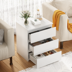 (Set of 2)3 Drawer Dresser, Small Dresser for Closet, Wooden White Nightstand for Bedroom, Chest of Drawers Side Table Storage Cabinet for Home Office , Each box Contains Two Side Tables - Grand Goldman Shop